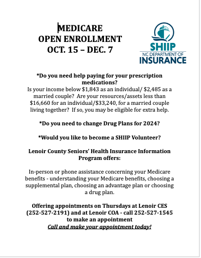 Medicare Open Enrollment October 15 - December 7